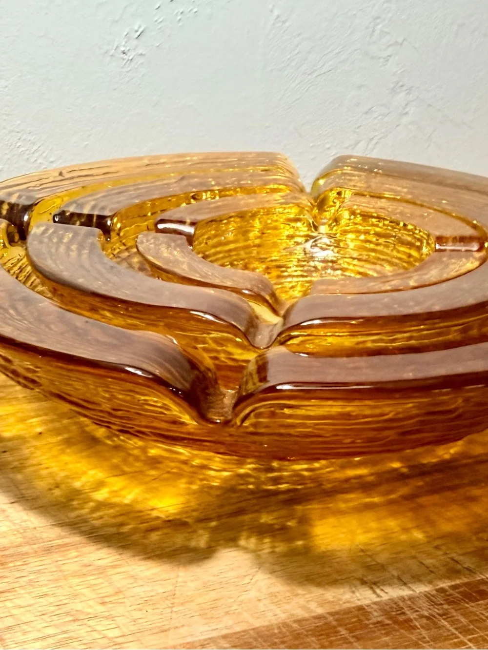 1970s Amber Glass Nesting Ashtray Set - 3 Vintage Style Trays